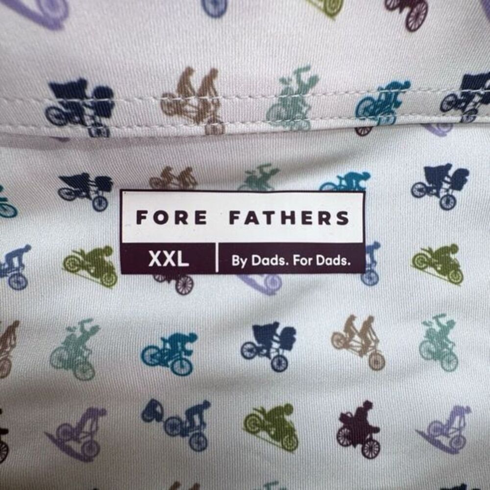 Fore Fathers Mens 2XL Beige Short‎ Sleeve Golf Polo Motorcycle Print - Picture 3 of 7
